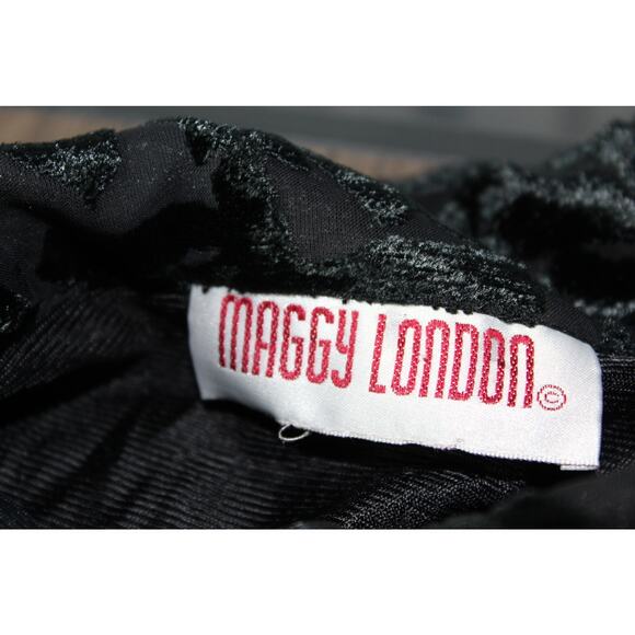 Vintage Maggy London Burnout Velvet Black Floral Maxi Dress Prep Goth 90s S/M - Picture 4 of 10